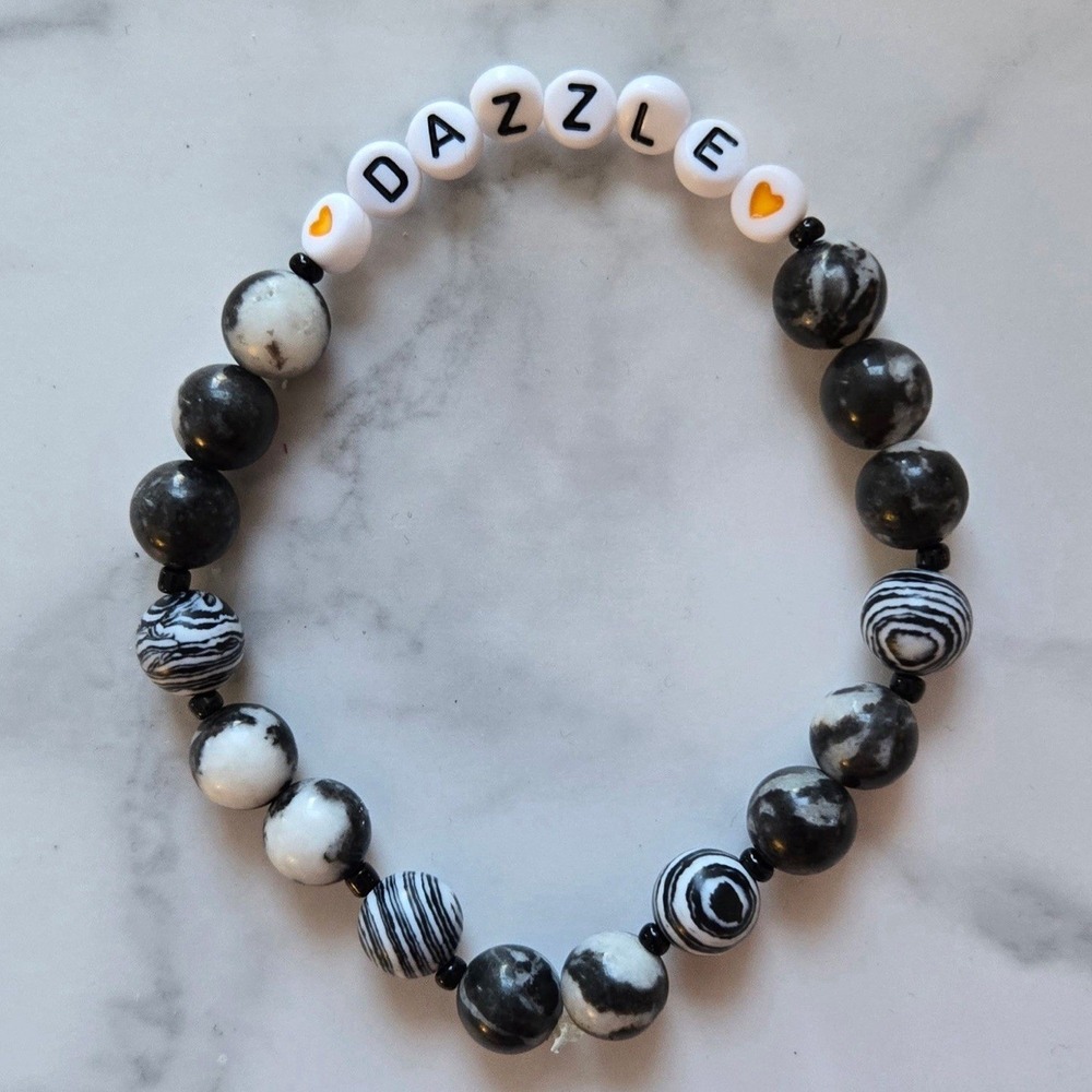 Ehlers-Danlos Syndrome (EDS) Awareness Handmade‎ Beaded Zebra Bracelet "Dazzle"